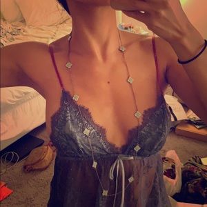 Fleur de lis baby blue necklace